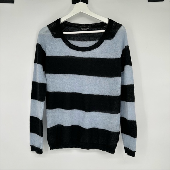 Maison Scotch Blue & Black Striped Mohair Blend Sweater Sz 2 - Picture 1 of 5